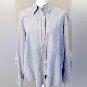 Abercrombie & Fitch Blue and White Micro Stripe Lightweight Button Down Shirt